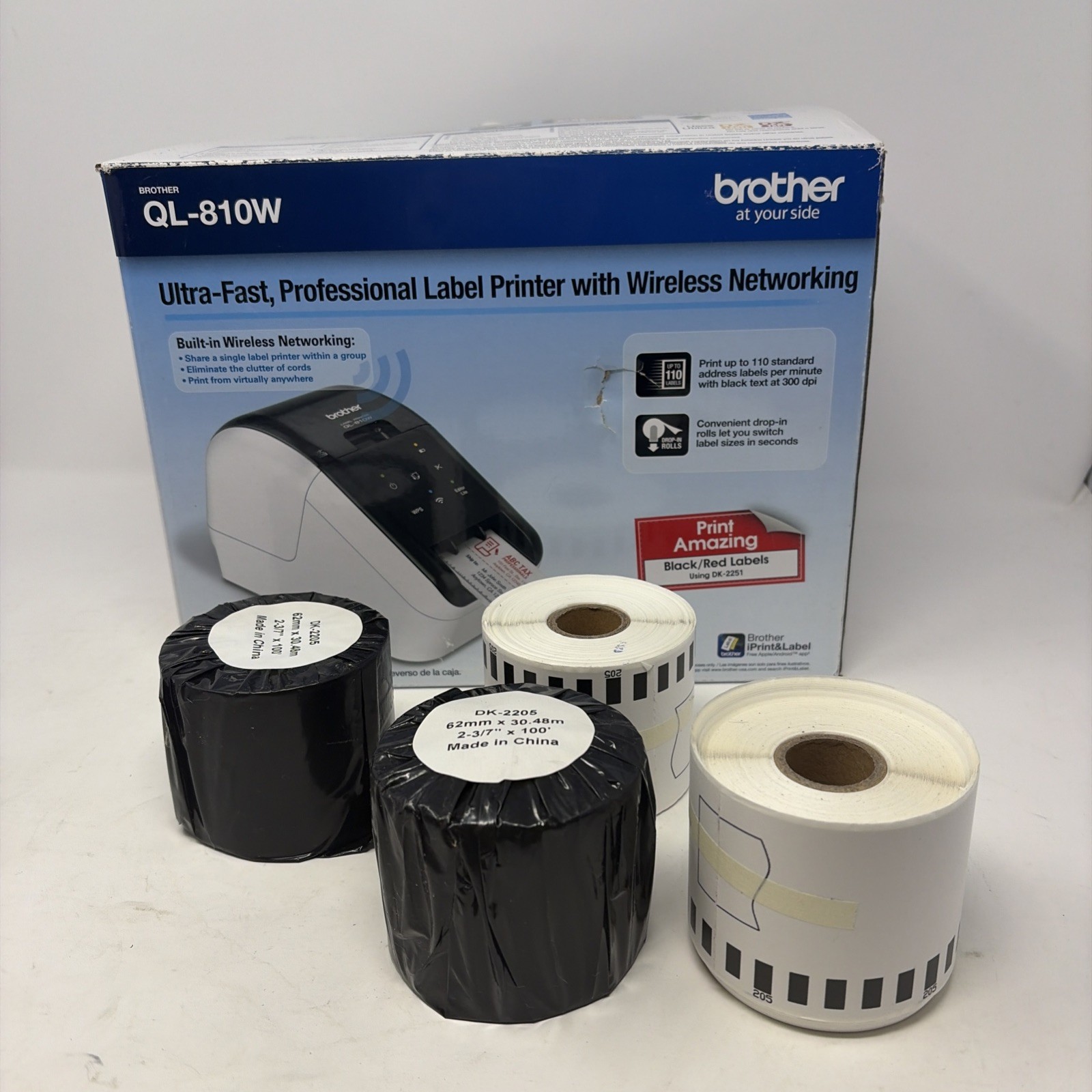 Brother QL-810W  Desktop Direct Thermal Printer w/ Wireless Networking Open Box