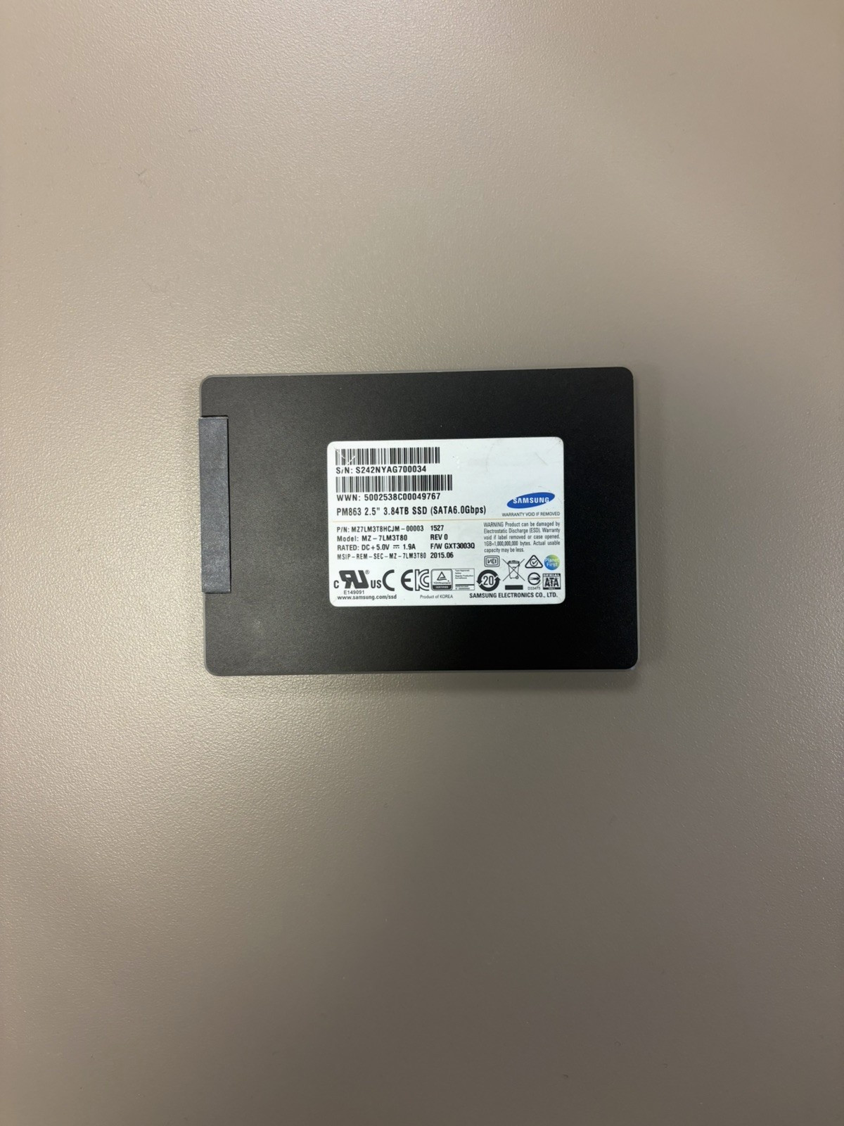 Samsung PM863 3.84TB, Internal, 2.5 inch (MZ-7LM3T80) Solid State Drive