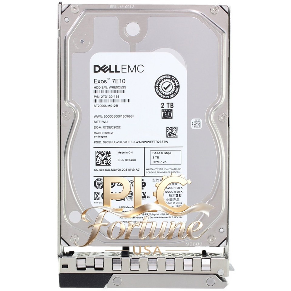 Dell 00Y4CD 0Y4CD ST2000NM012B EMC 2TB 7.2K 6Gbps SATA 3.5'' HDD 14/15/16G KIT