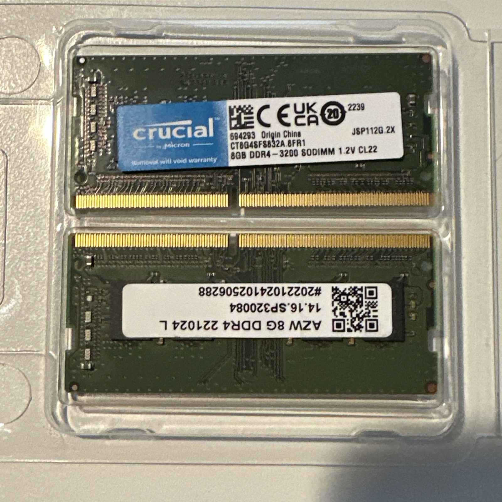 Crucial 16GB (2x8GB) DDR4-3200 SODIMM RAM PC4-25600 CT8G4SFS832A Non-ECC