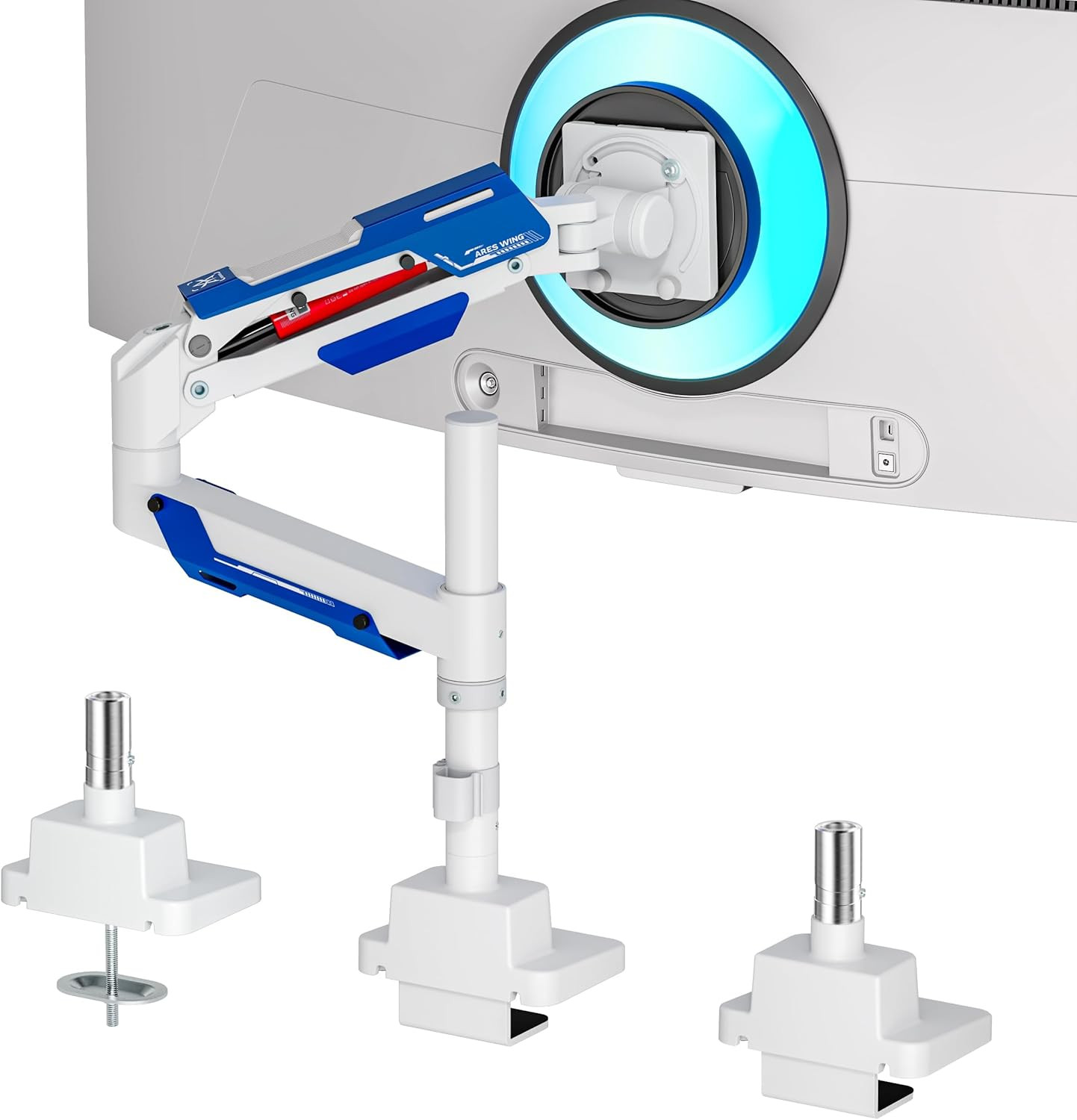 Corearm Single Monitor Mount with USB, Ultrawide Monitor Arm for 24 to 57'' Heav