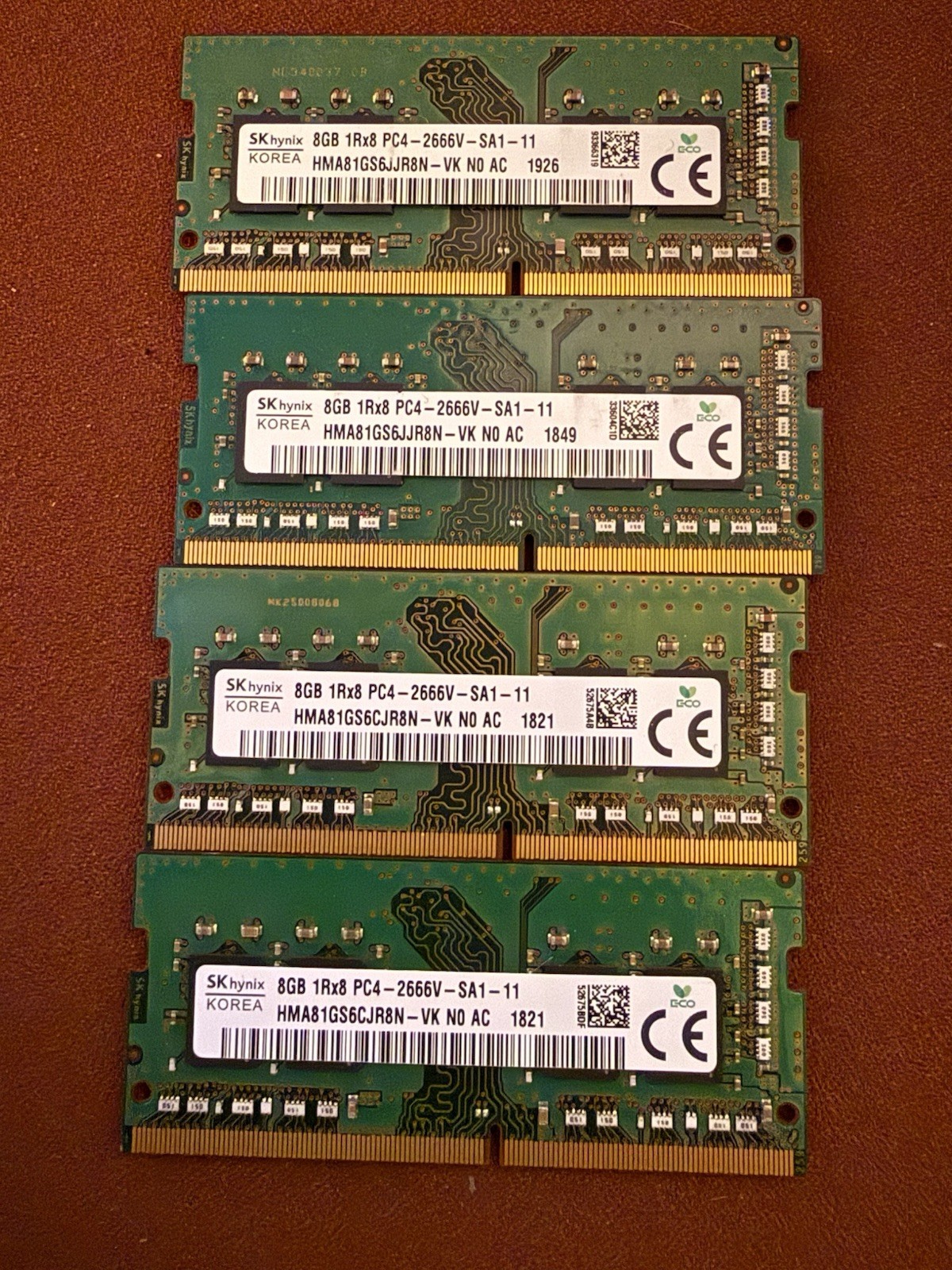32GB (4x8GB) SK Hynix DDR4 2666MHz PC4-21300 SODIMM Laptop RAM Memory 1Rx8