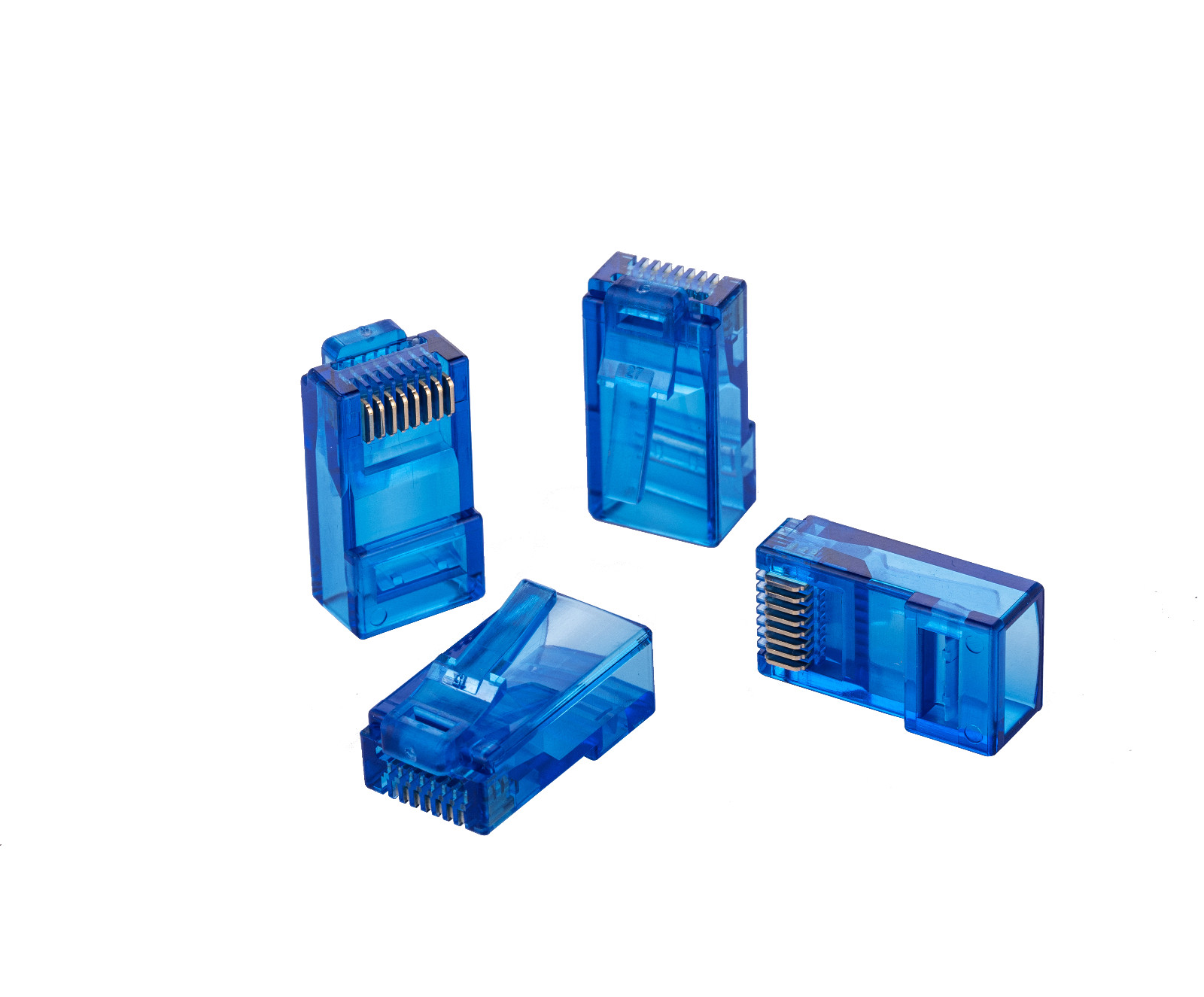 100 pcs RJ-45 Cat6 UTP Pass-Through Connectors EZ Crimp End Ethernet Plug Blue