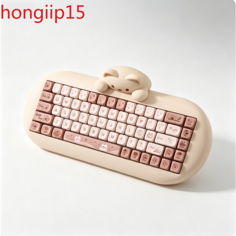 68 Keys Triple Mode Hot Swappable Silicone Mechanical Keyboard Bluetooth Wired