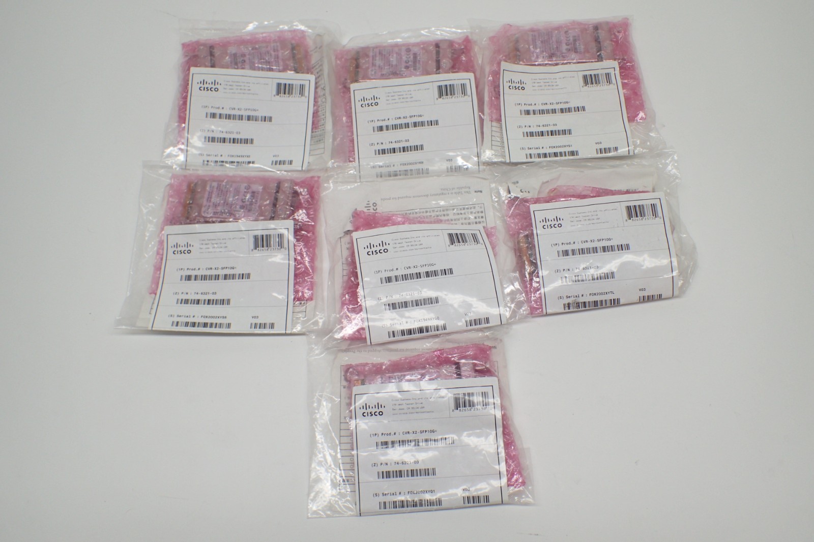 Lot of 7 Cisco CVR-X2-SFP10G 10GBase-X SFP NEW Transceiver X2 module 74-6321-03