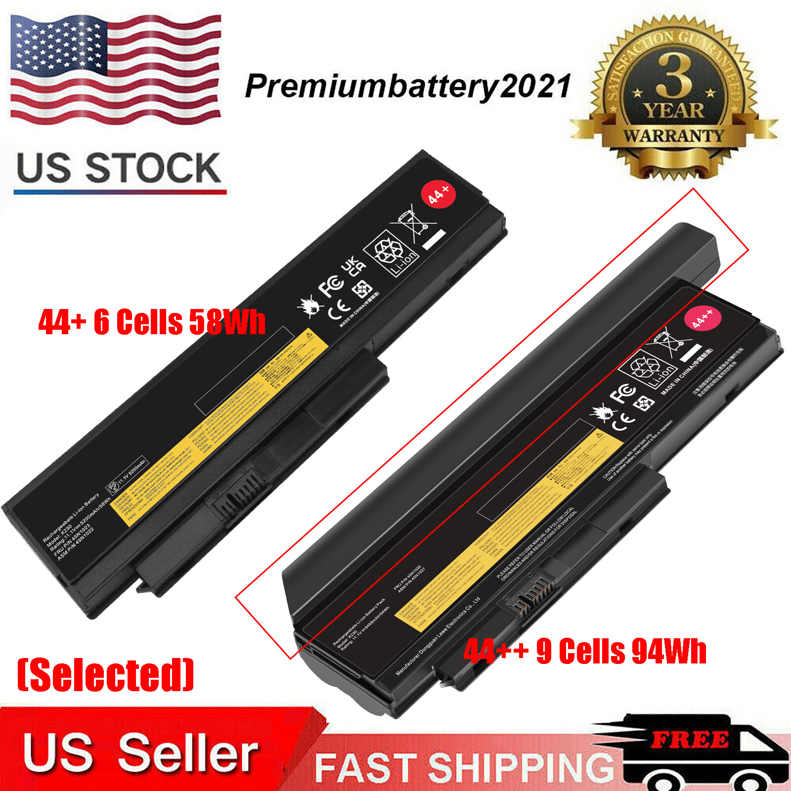 44+/44++ Laptop Battery For Lenovo ThinkPad X220 X220i X220s X230i X230s Series