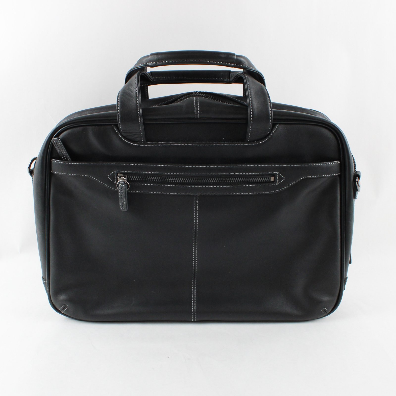 Levenger Black Faux Leather 16in Laptop Luggage Bag Briefcase Travel Case