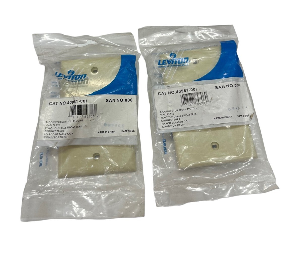 LEVITON F-Connector Flush Mount Wallplate 40981-00I (LOT OF 2) **SALE**