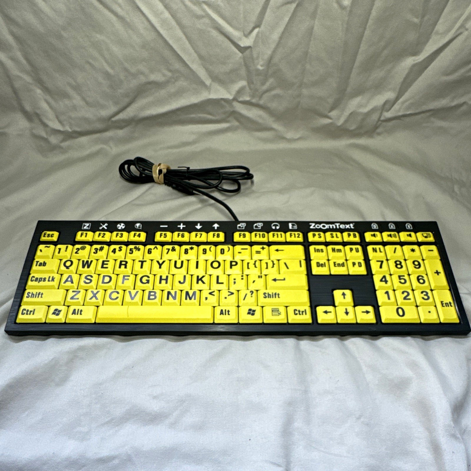 Ai Squared ZoomText Large Print USB Wired Keyboard, Enhanced Keys Black/Yellow