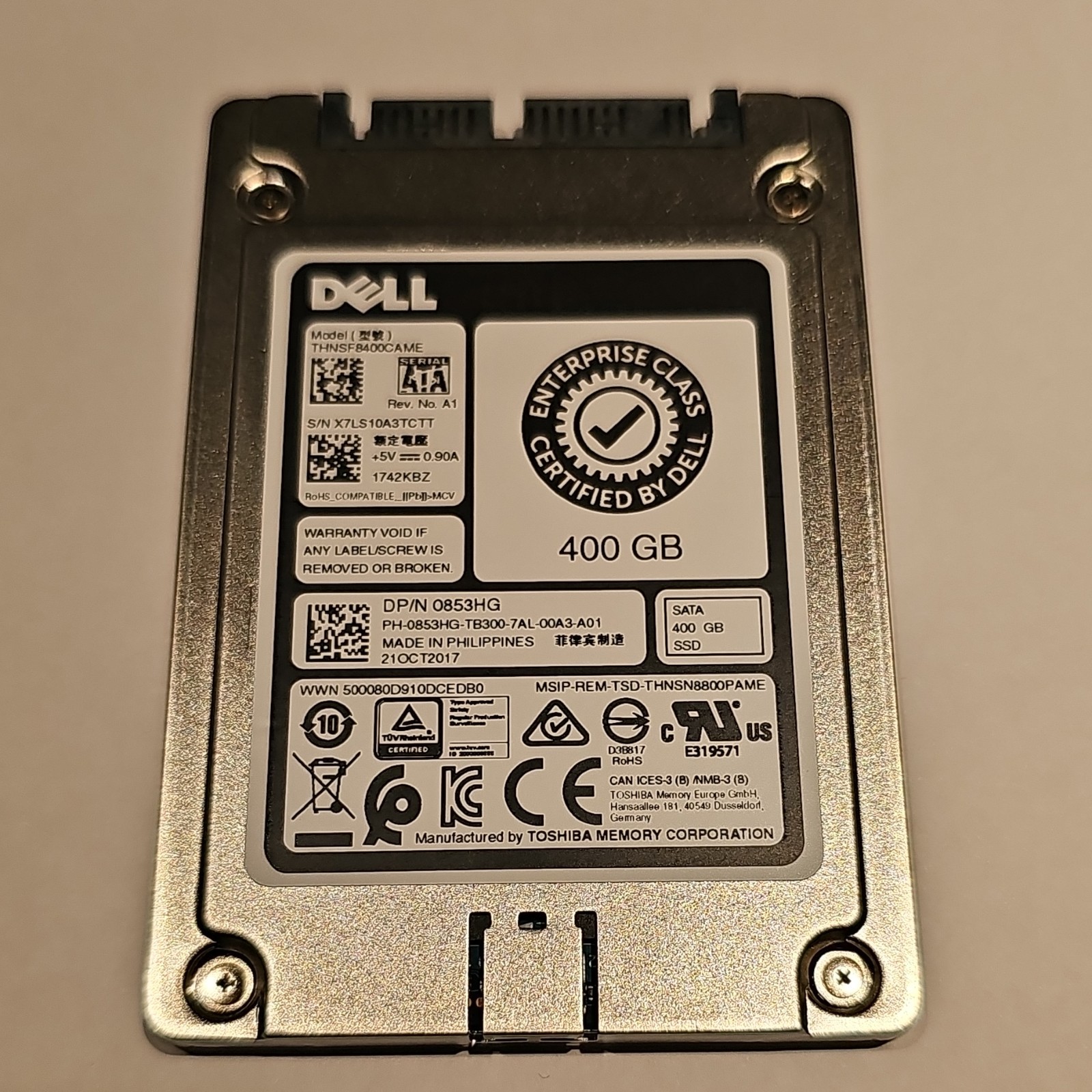 Dell Toshiba 400GB 0853HG THNSF8400CAME 1.8" 6G SATA SSD PowerEdge M830 M630 M43