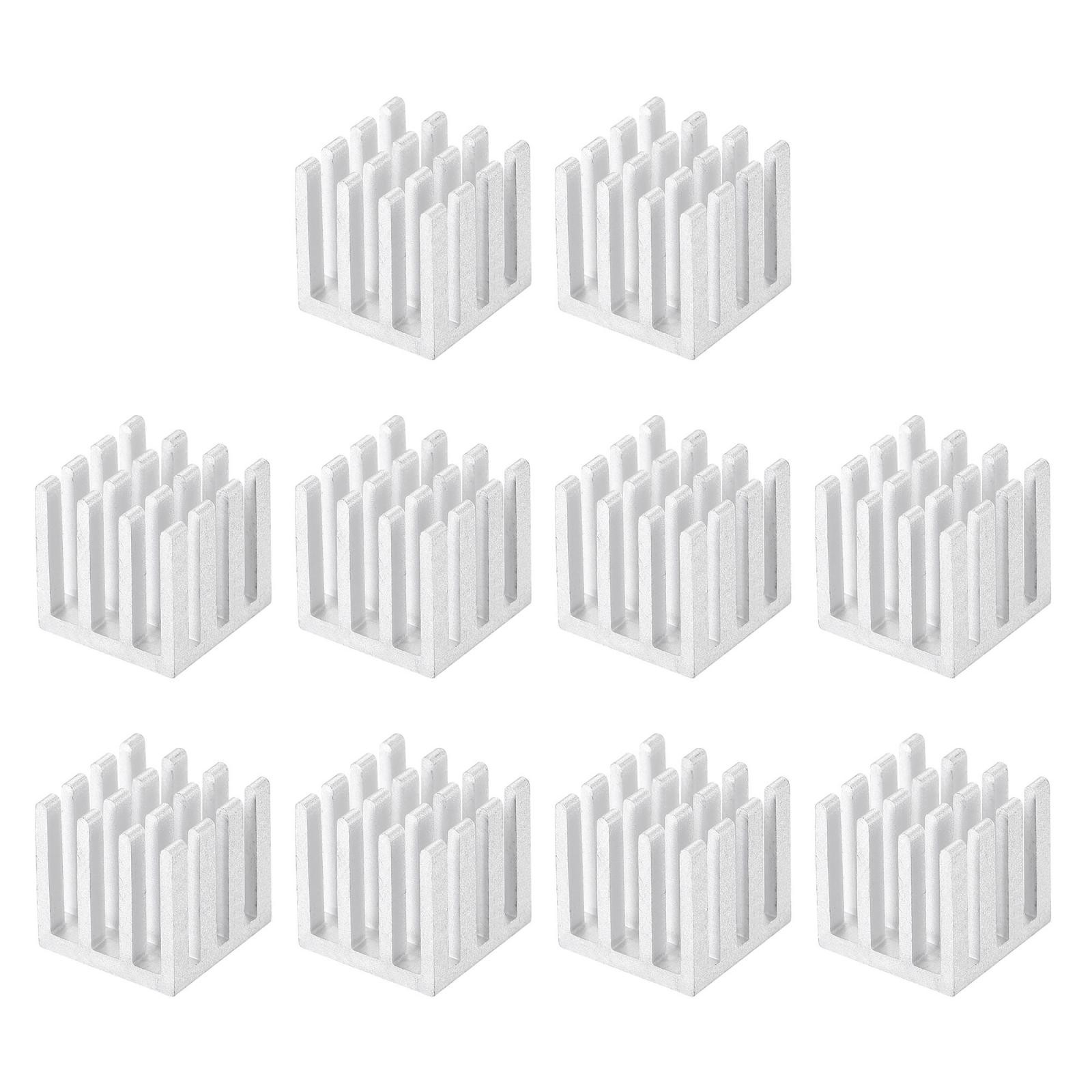 14x14x14mm Silver Tone Sticky Aluminum Heatsink Electronic Radiators 10 Pcs