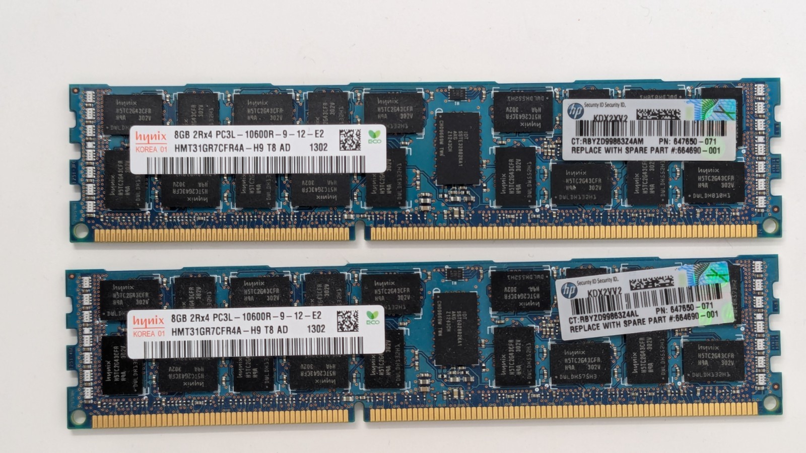 16GB (2x8GB) Hynix 2Rx4 PC3L-10600R ECC Reg Server RAM HP 647650-071