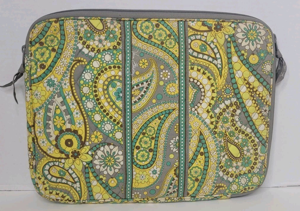 Vera Bradley Retired Lemon Parfait Pattern 17” Laptop Sleeve Bag Cover 