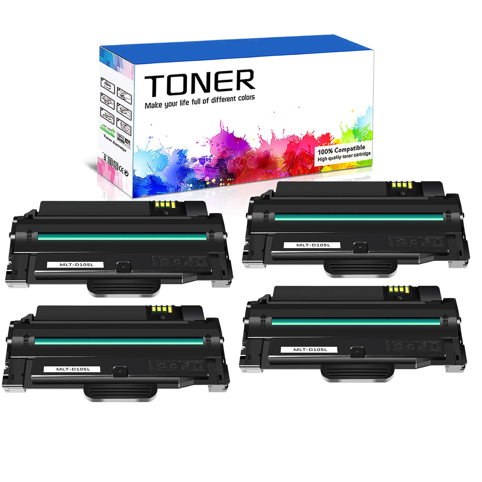 4PK MLT-D105L Toner Compatible for Samsung 105L SCX-4600 ML-1910 ML-1915 ML-2525