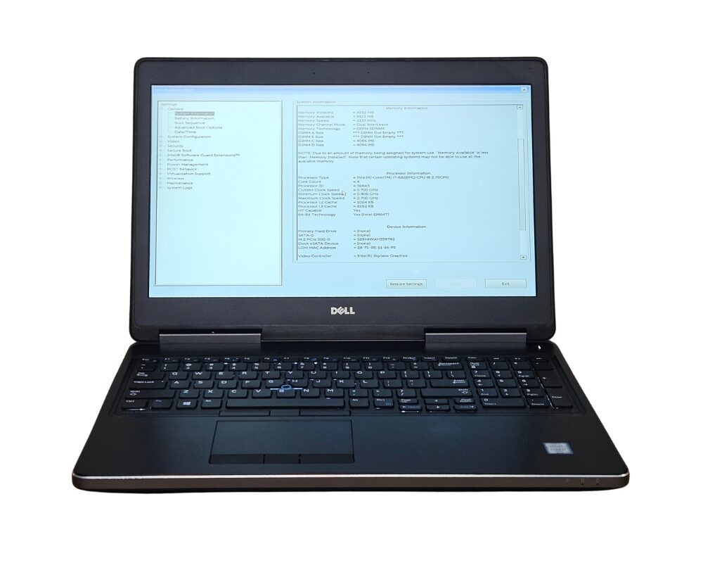 Dell Precision 7510 15.6" Laptop i7-6820HQ 2.7GHz 16GB RAM 256GB Quadro M2000M