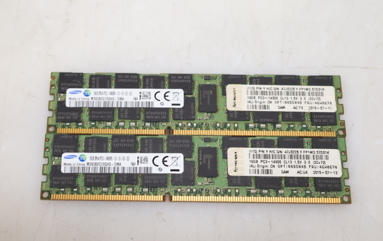 Lot 2x 16GB (32GB) Samsung M393B2G70QH0-CMA PC3-14900R DDR3 ECC RDIMM Server RAM
