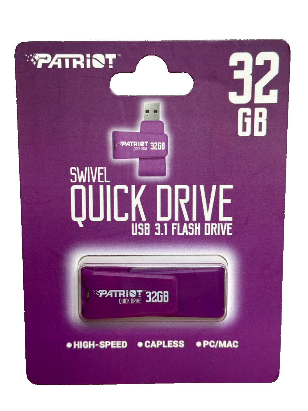 NEW - Patriot -  Pink 32GB Flash Drive, Swivel Memory Quick Drive USB 3.1  (NWT)