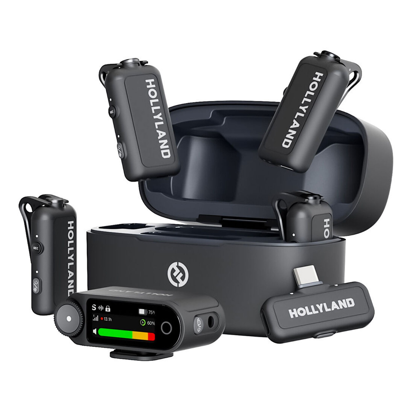 Hollyland LARK MAX 2 Combo 4-Person Wireless Microphone (Space Gray, 2.4 GHz)