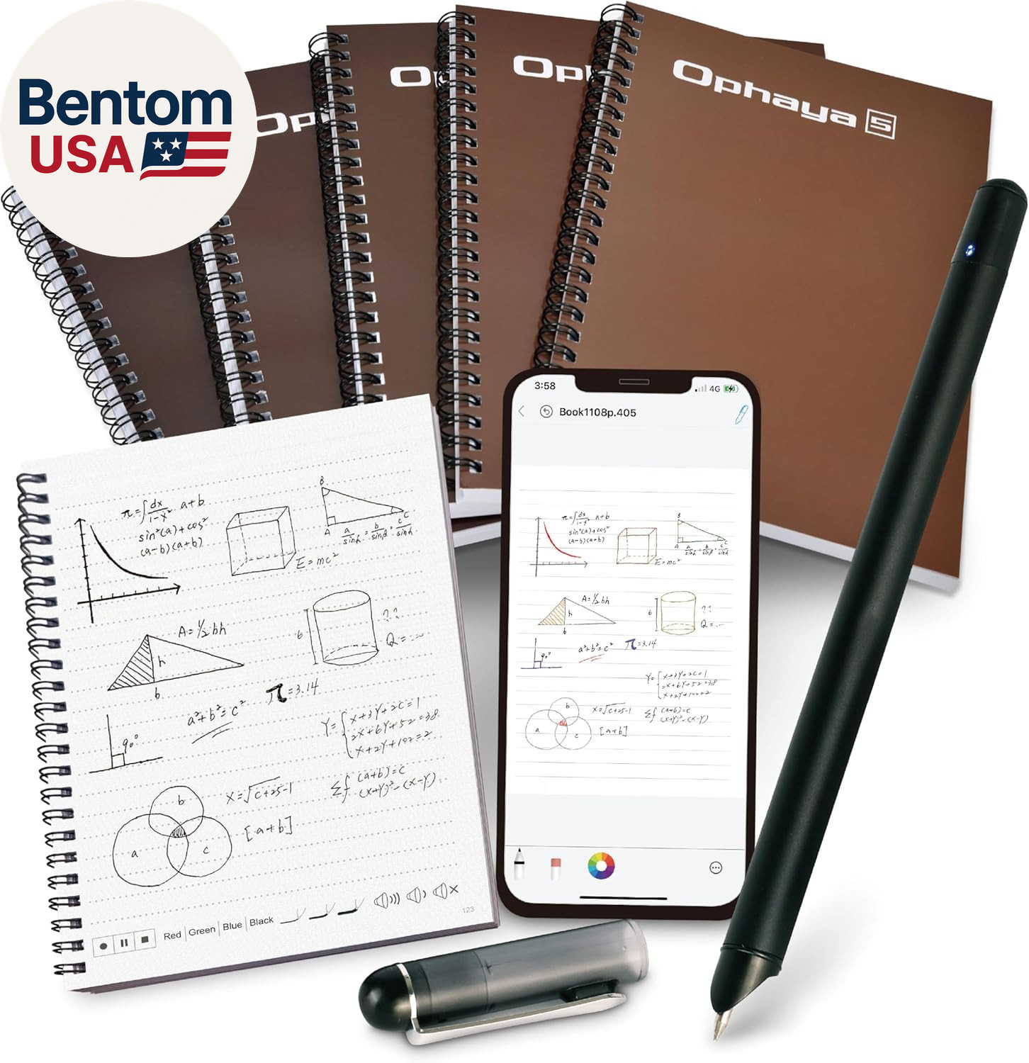Sync Smart Pen and A5 Notebook(5-Pack) for Note Taking| Gifts for Adults Women M