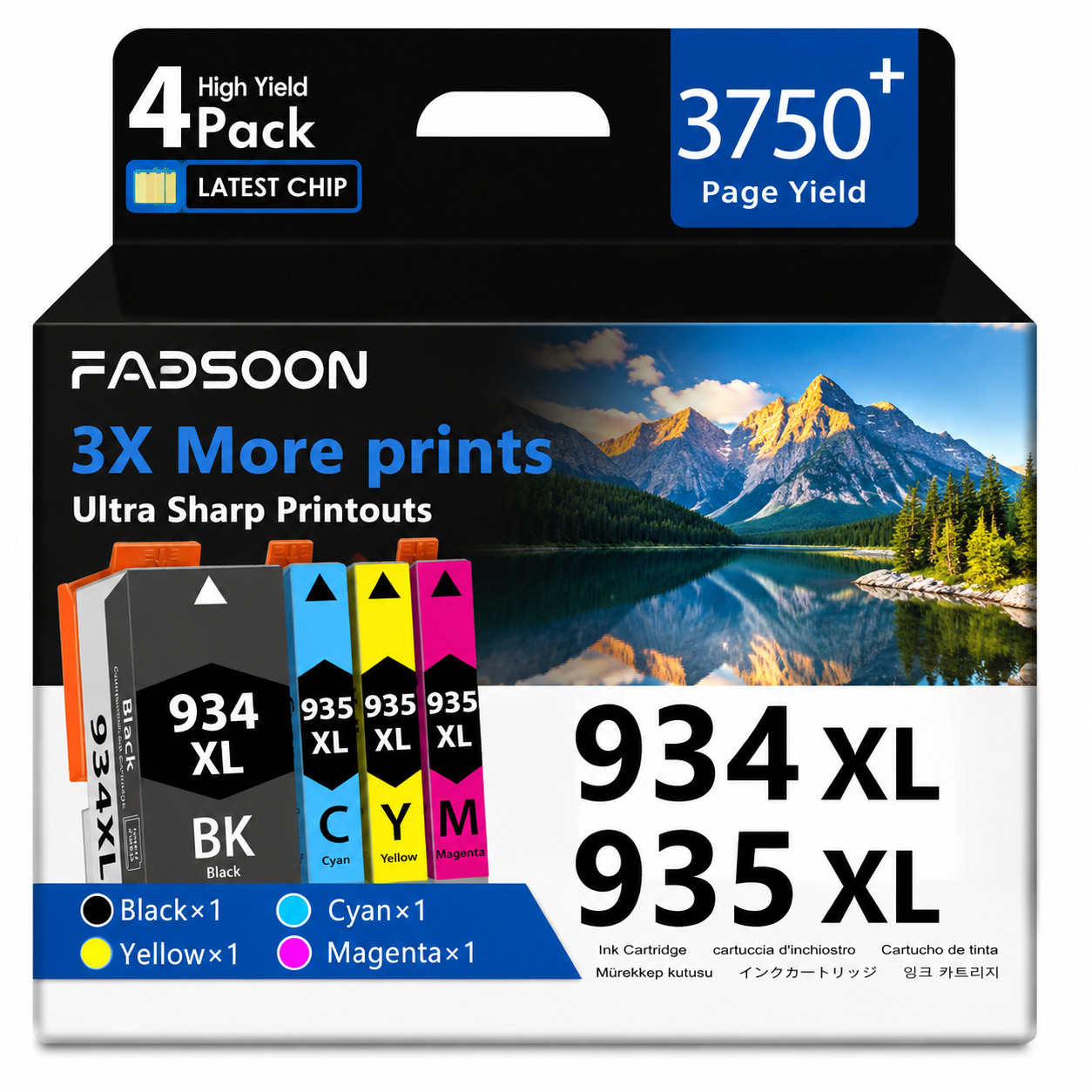 934XL 1BK 935XL 3PK BK/C/M/Y Ink for OfficeJet 6812 6815 6820 Pro 6230 6830 6835