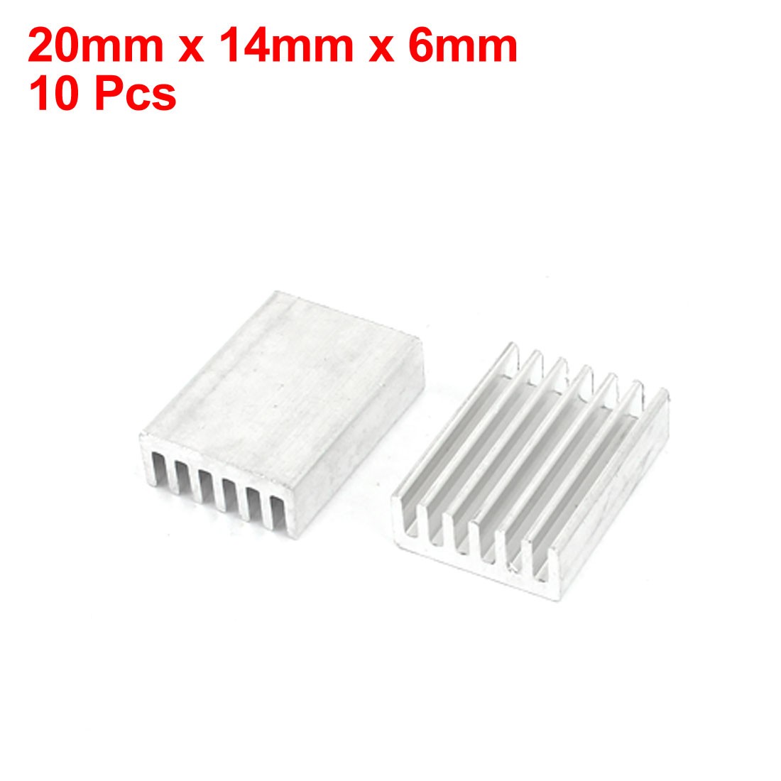 10 Pieces Silver Tone Aluminum Radiator Heat Sink Heatsink 20mm x 14mm x 6mm