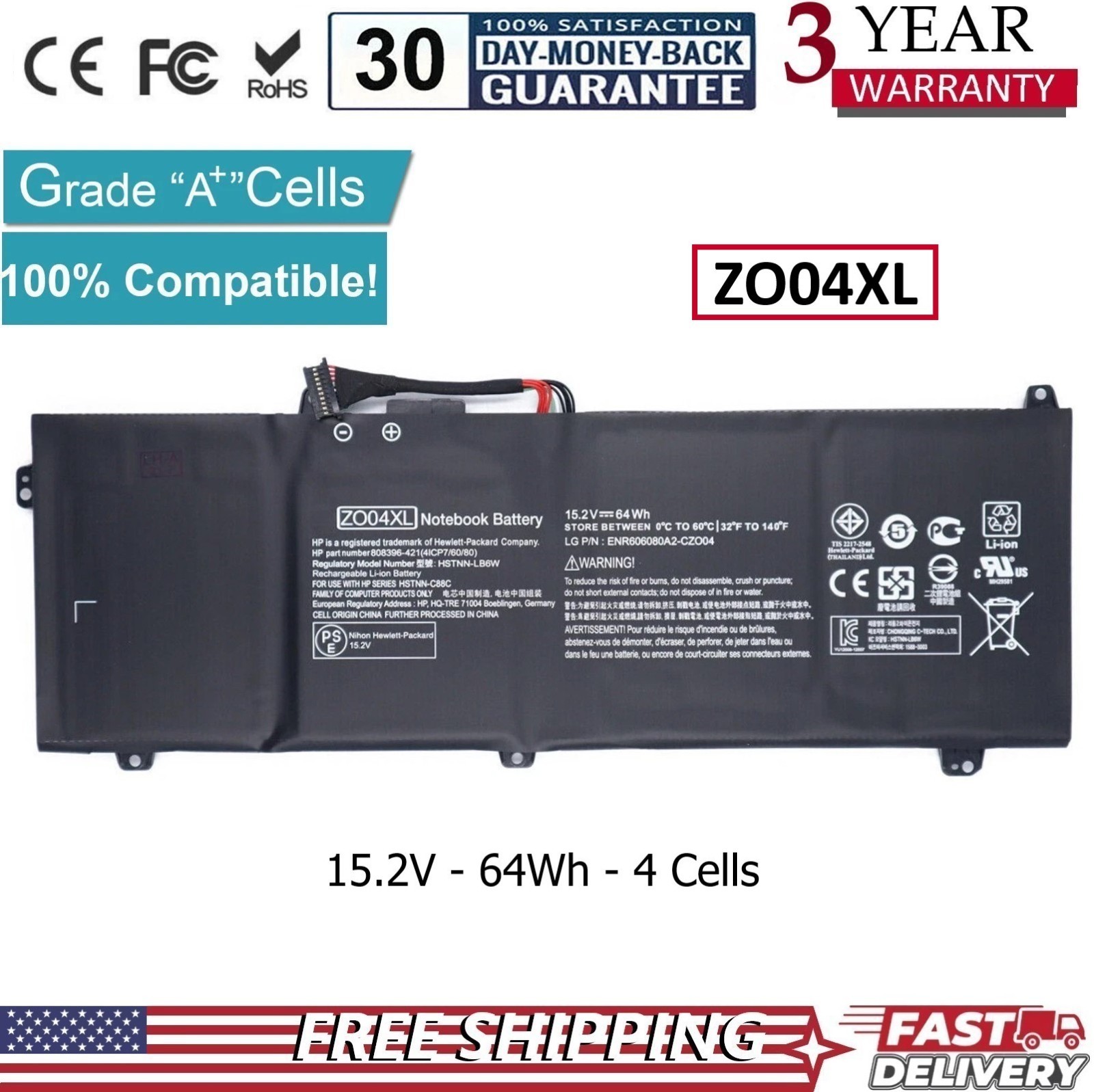 ✅New Battery ZO04 ZO04XL 808396-421 808450-001 for HP ZBook Studio G3 HSTNN-CS8C