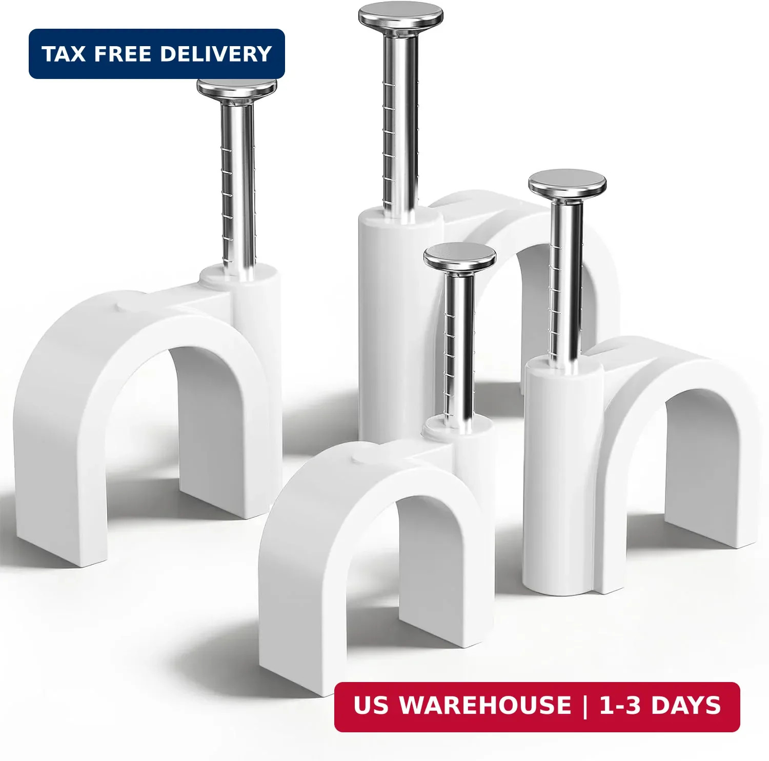 400 Pcs Cable Clips Nail in, Cord Clips Ethernet Cables 4/6/8/10mm White