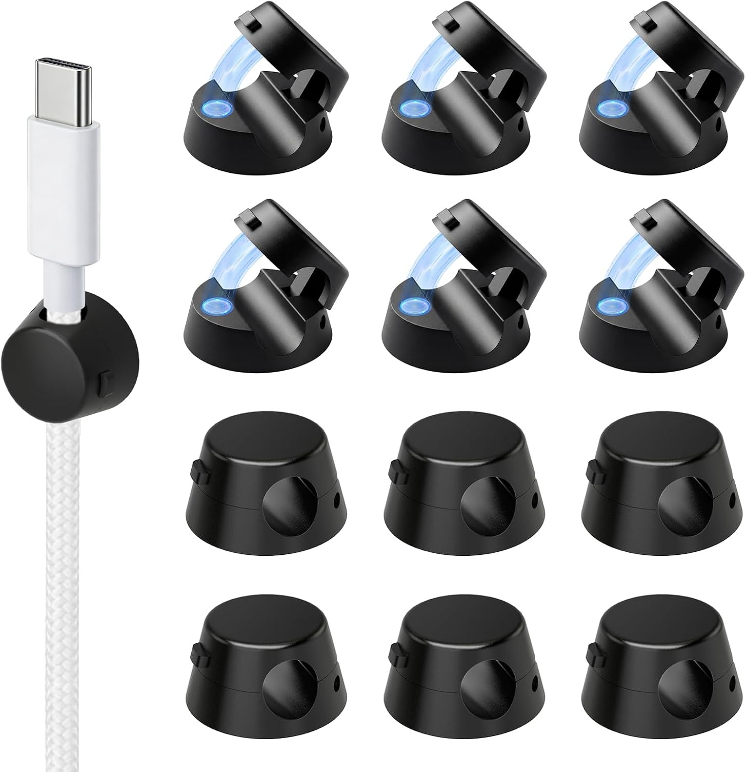 12 Pack Mini Magnetic Cable Clips Cord Organizer Under Desk Management Adhesive