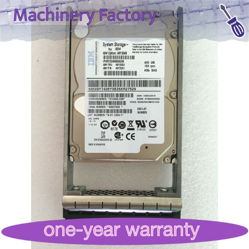 1PCS Open Box FOR IBM 49Y2048 49Y2051 49Y2052 600GB 6G 10K SAS 2.5in ENT HDD W/