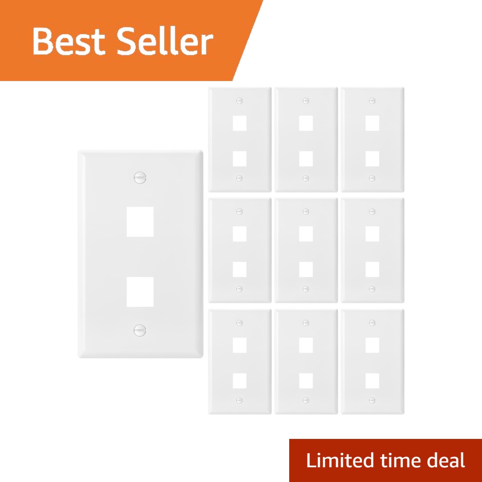 Bates Choice 10 Pack 2-Port Keystone Wall Plate White