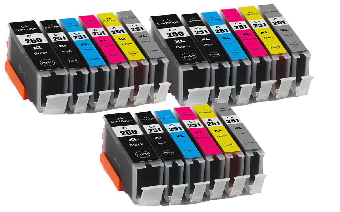 18PK XL Ink Replacement for PGI-250 CLI-251 Canon Pixma iP8720 MG7120 MG7520
