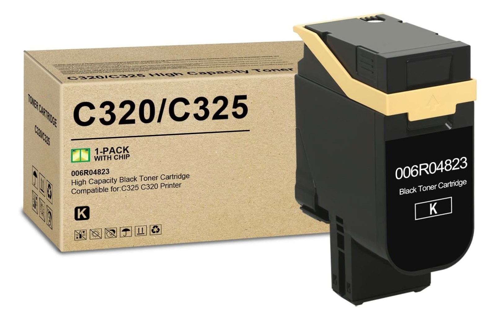 C320 C325 Black Toner Cartridge 2500 Pages Compat. for Xerox C320/DNI C325/DNI ଈ