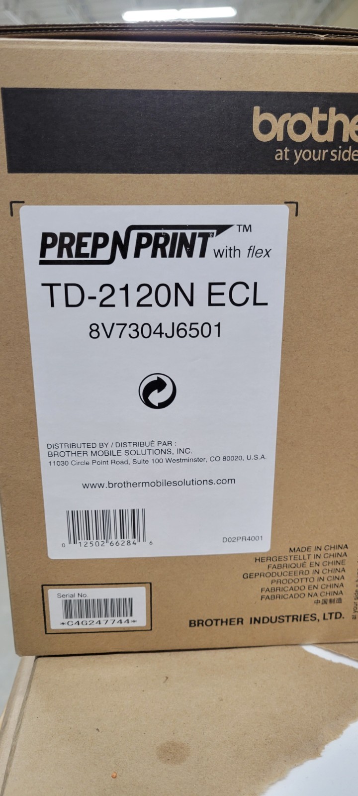 BROTHER Td-2120N ECL 8V7304J6501 Prep N Print Flex SP2" Thermal Printer