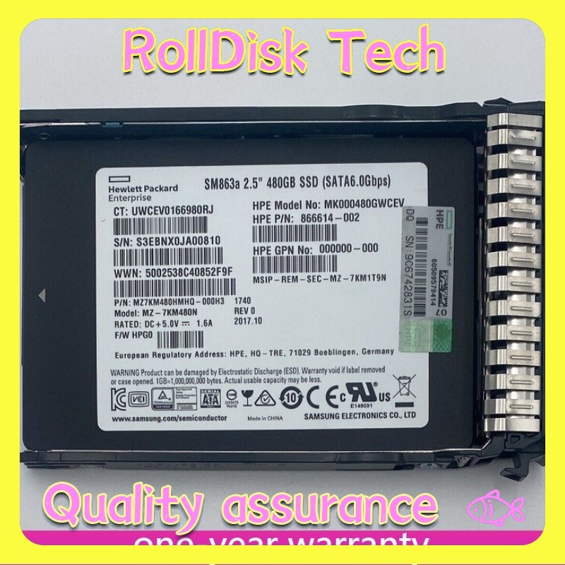 New NEW HPE 2.5" 480GB SATA 6G GEN9 G10 Server SSD Replace 816899-B21 817075-001