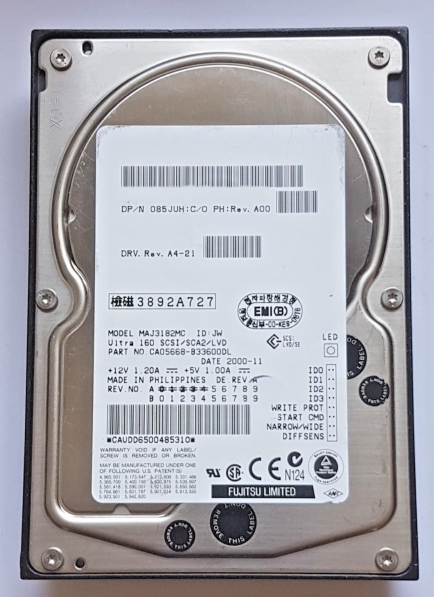 18.2GB Fujitsu MAJ3182MC 10000rpm Ultra160 SCSI SCA2 LVD 80pin 3.5" Hard Drive
