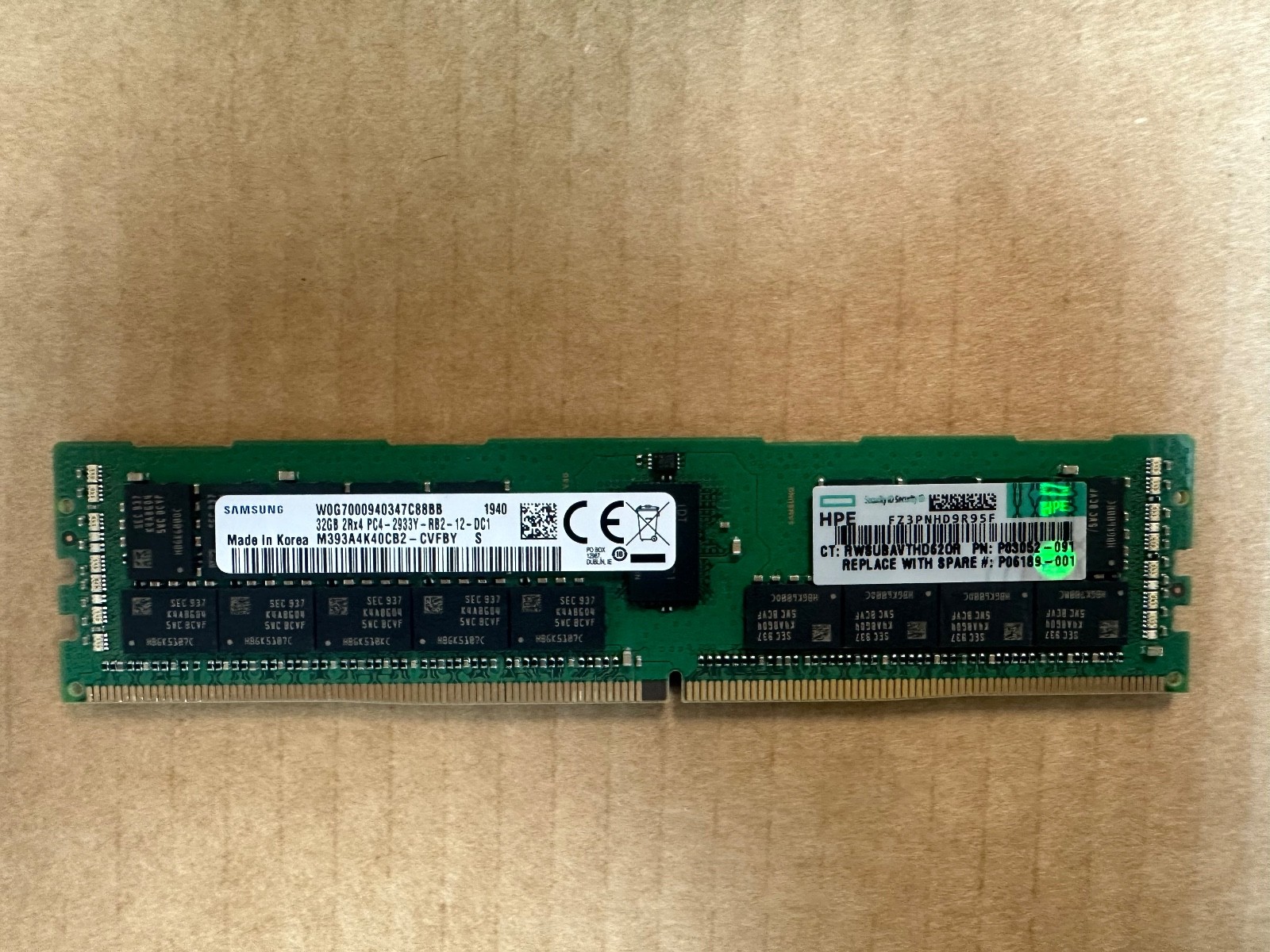 HPE # P03052-091 32GB PC4-23400 2933Mhz ECC RDIMM P00924-B21 P06189-001