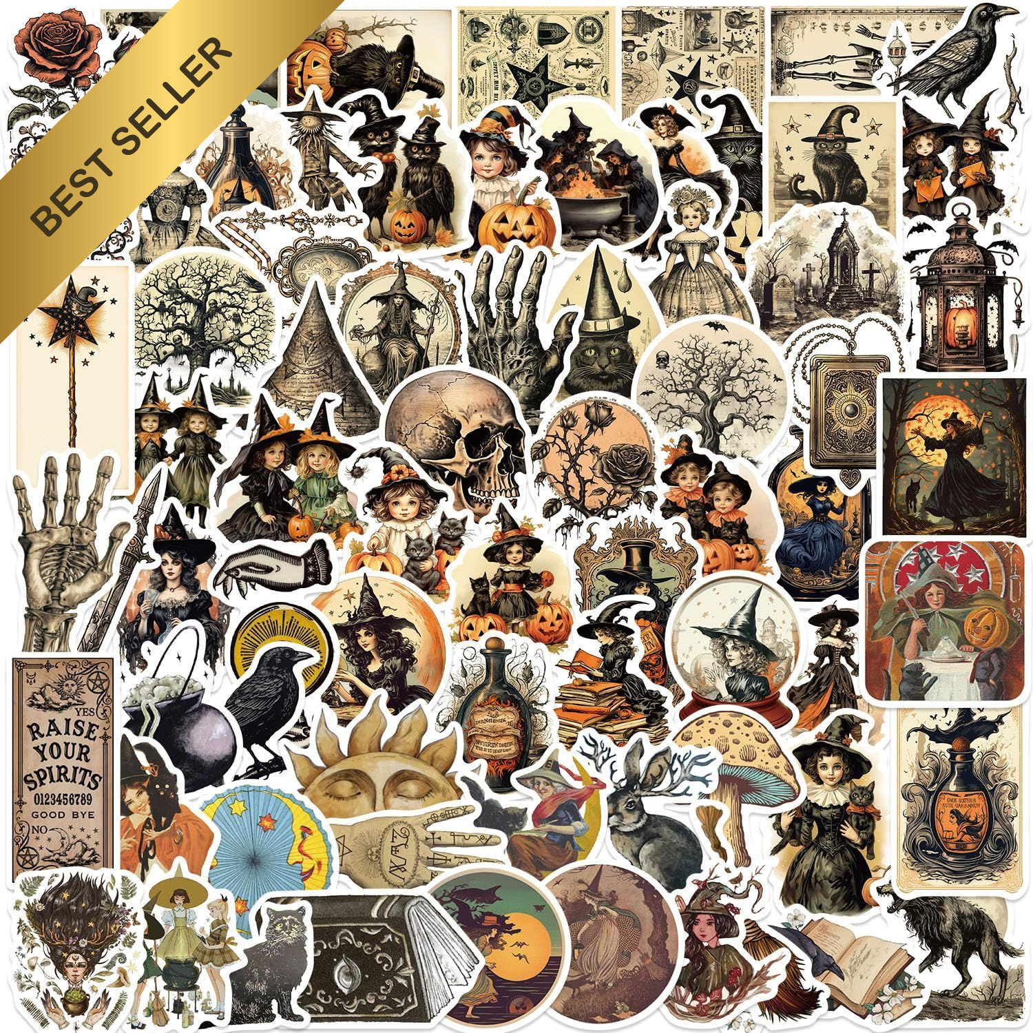100 Pcs Vintage Witch Dark Academia Stickers Victorian Goth Aesthetic Halloween