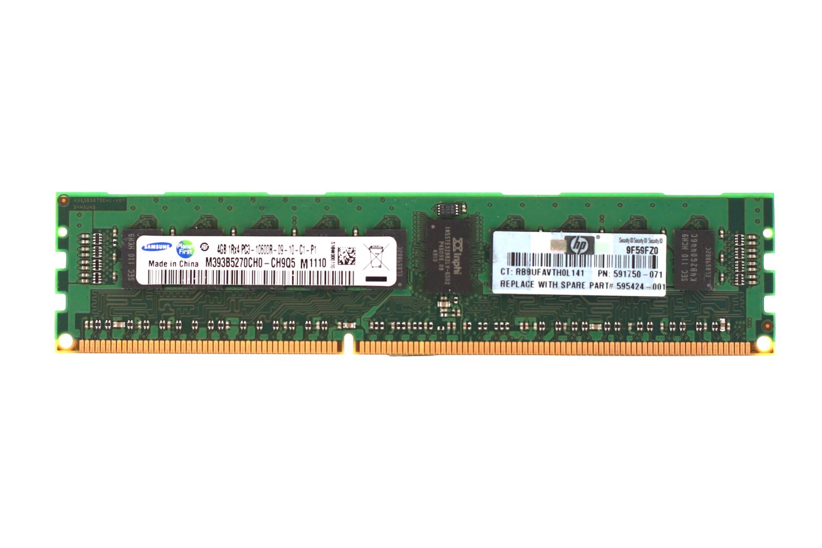 Samsung 4GB 1RX4 PC3-10600R-09-10-C1-P1 ECC REG Server RAM M393B5270CH0-CH9Q5