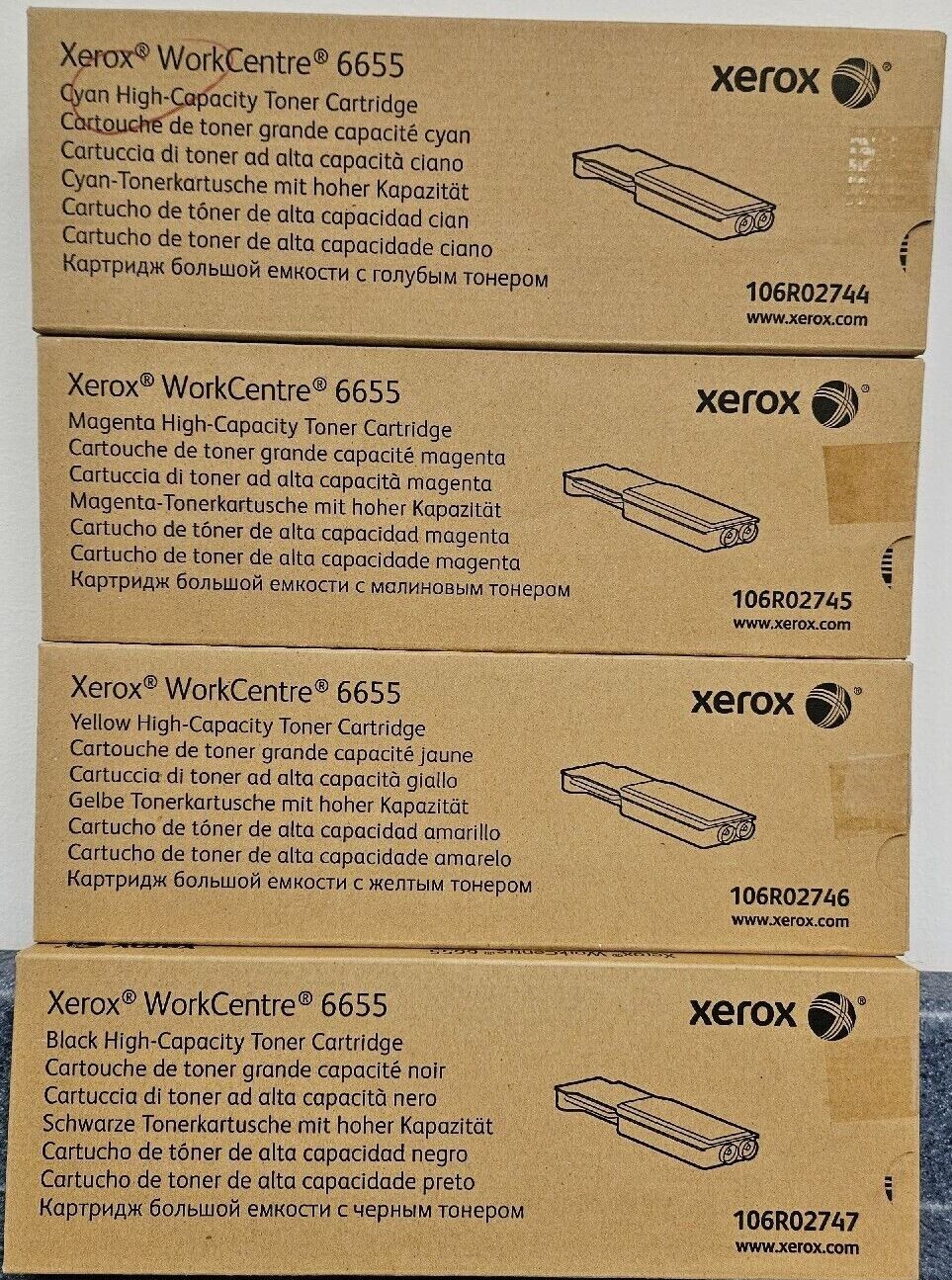 Set 4 Xerox WC 6655 6655i Hi-Cap Toners 106R02744 106R02745 106R02746 106R02747