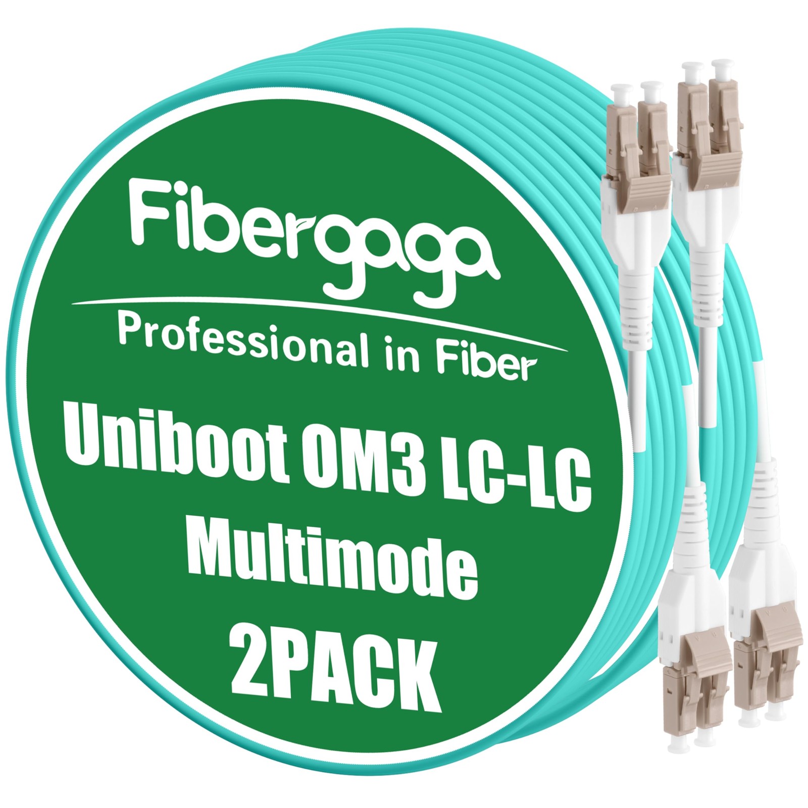 2 PCS Uniboot OM3 LC To Fiber Patch Cable 10GB 50/125m 0.5M 1.6 Ft OD3.0mm