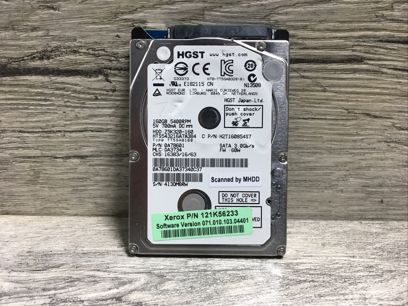 Hitachi HTS543216A7A384 PN:0J11521 MLC:DA3734 160gb Sata 2.5" Hard Drive #S10-19