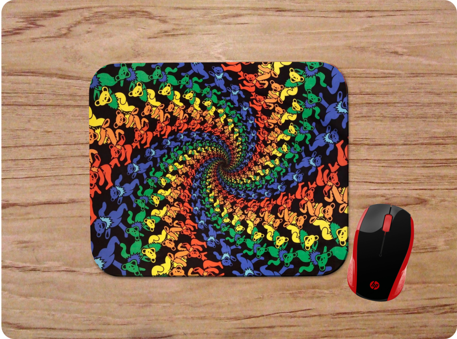 GRATEFUL DEAD BEARS SPIRAL TRIPPY CUSTOM MOUSE PAD MAT NON-SLIP HOME OFFICE GIFT