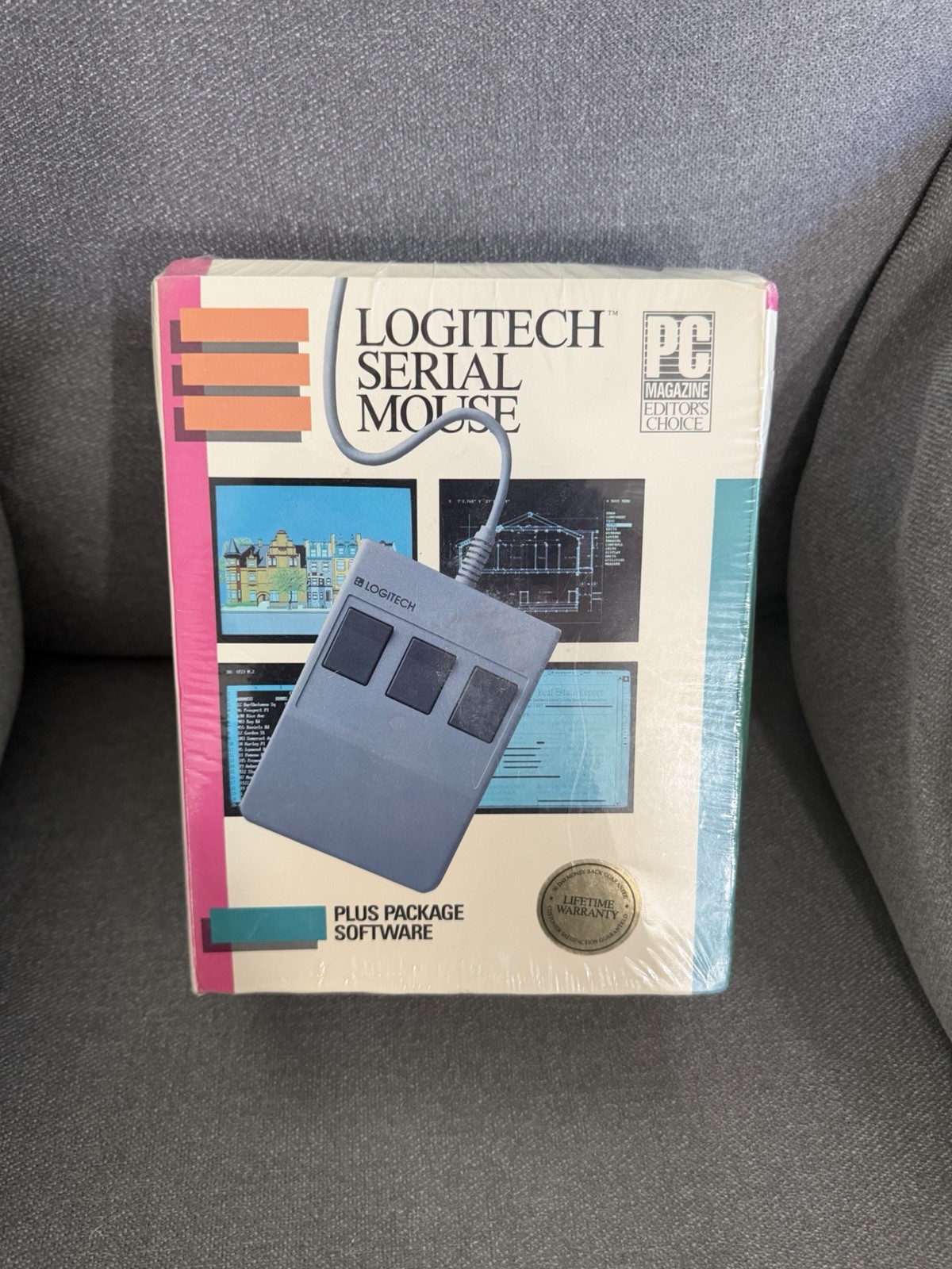 Vintage Logitech Serial Mouse Plus Package Software NEW Sealed RS232 PC