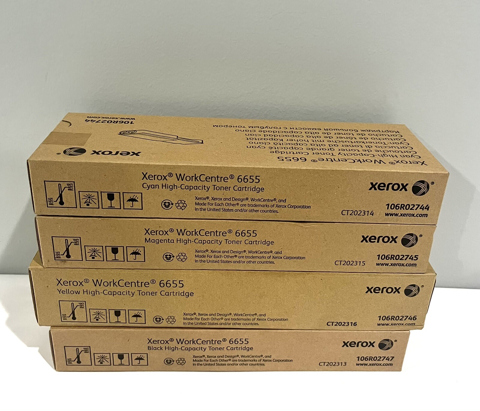 Xerox Work Centre 6655 High Capacity Toner Set of 4 CMYK 106R02744 -45-46-47 NEW