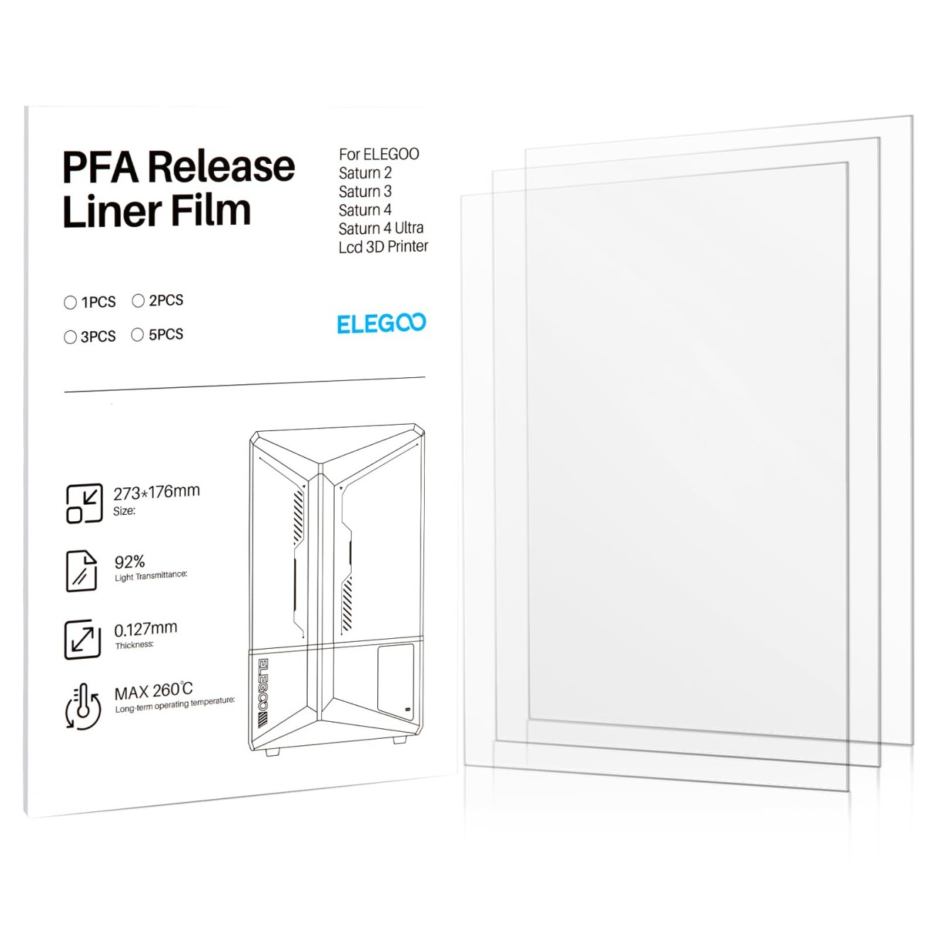 ELEGOO 3PCS PFA Release Liner Film for Saturn 2/8K/3/4/4 Ultra/4 Ultra 16K Resin