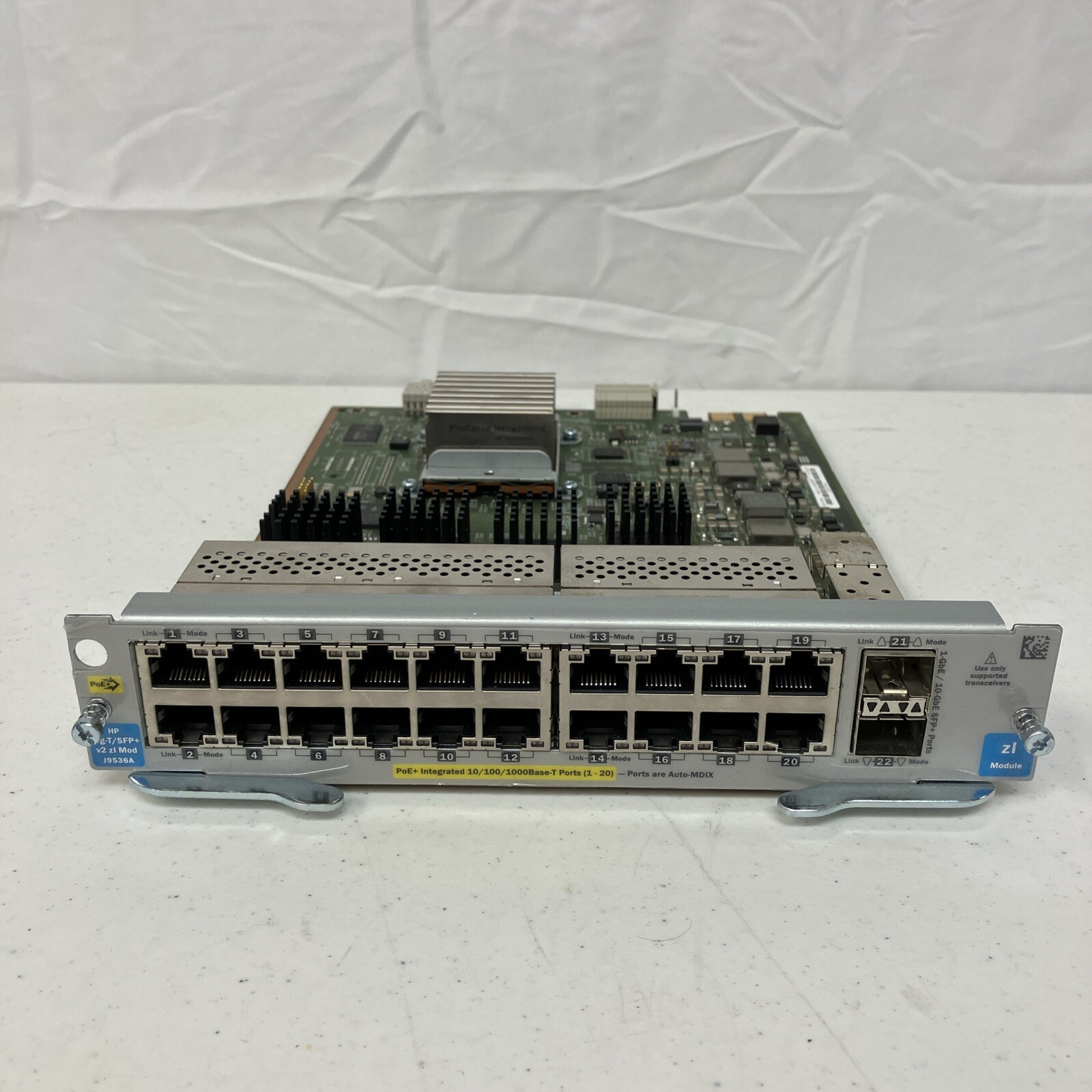 J9536A HP 20-PORT GIG-T POE+ 2-PORT 10GBE SFP+ V2 ZL MOD J9536-6100​1 Untested