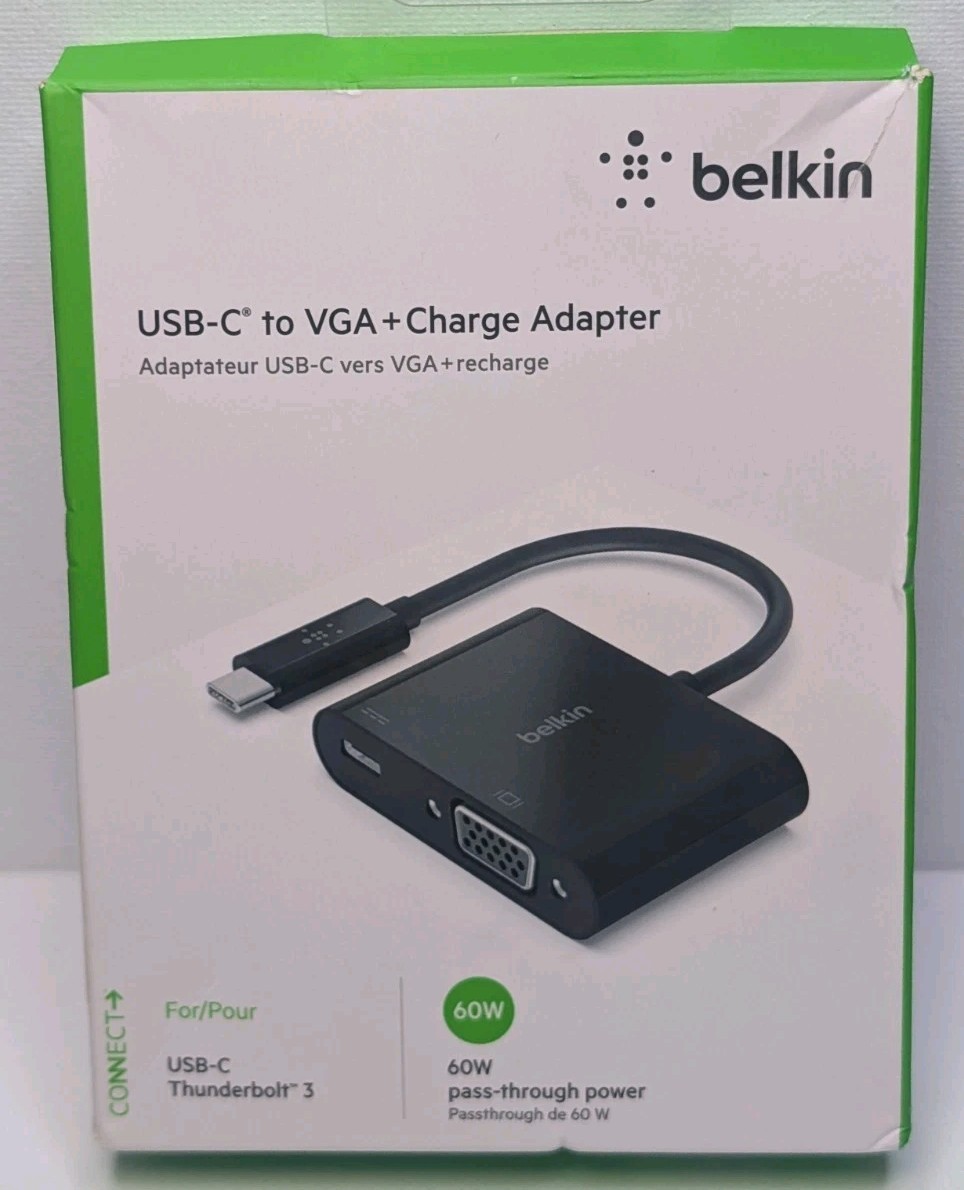 BELKIN USB-C to VGA + CHARGE ADAPTER 60W Pass-through Power