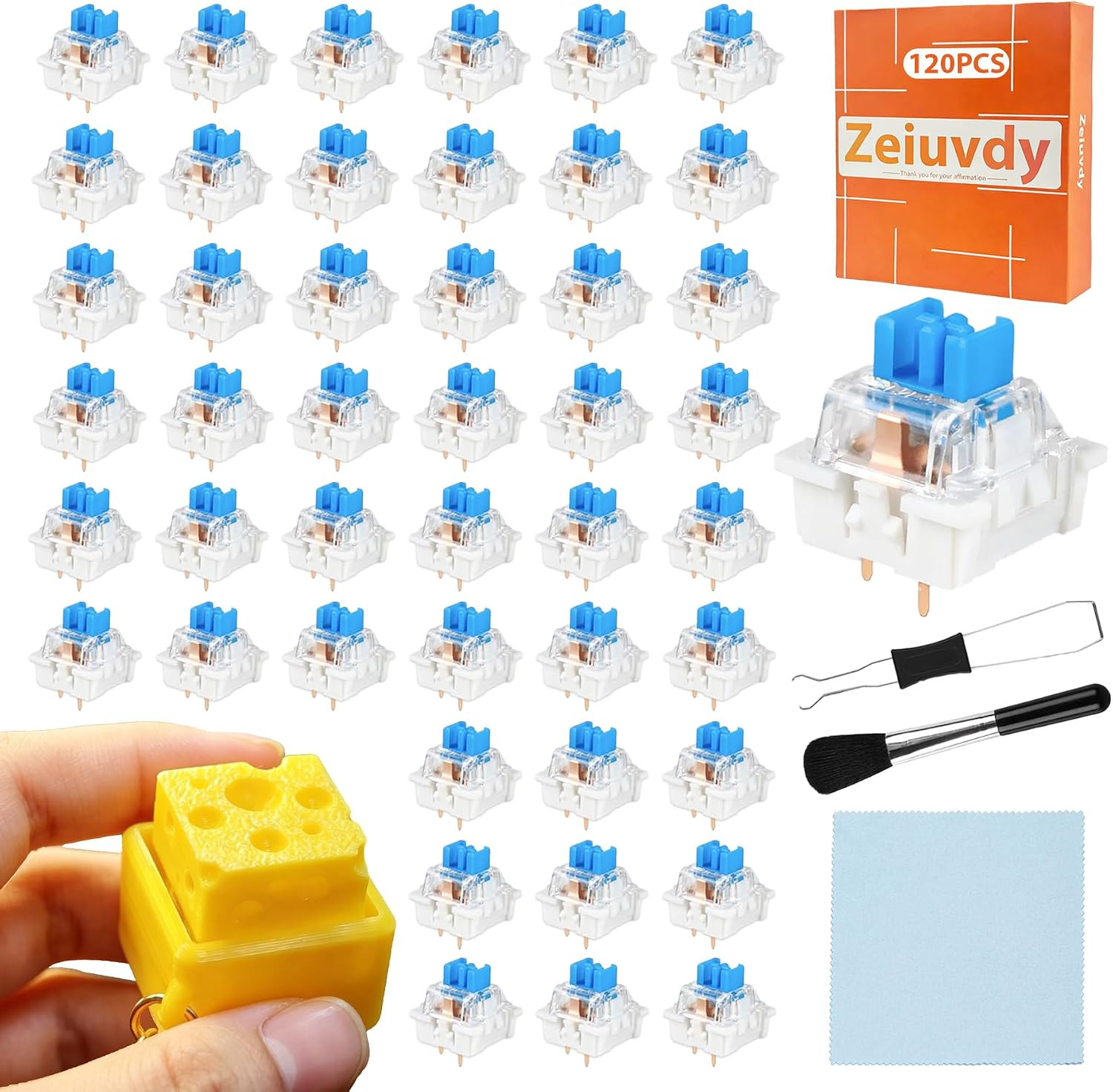 120 Pack Clickers for 3D Prints, Blue Mechanical Switches