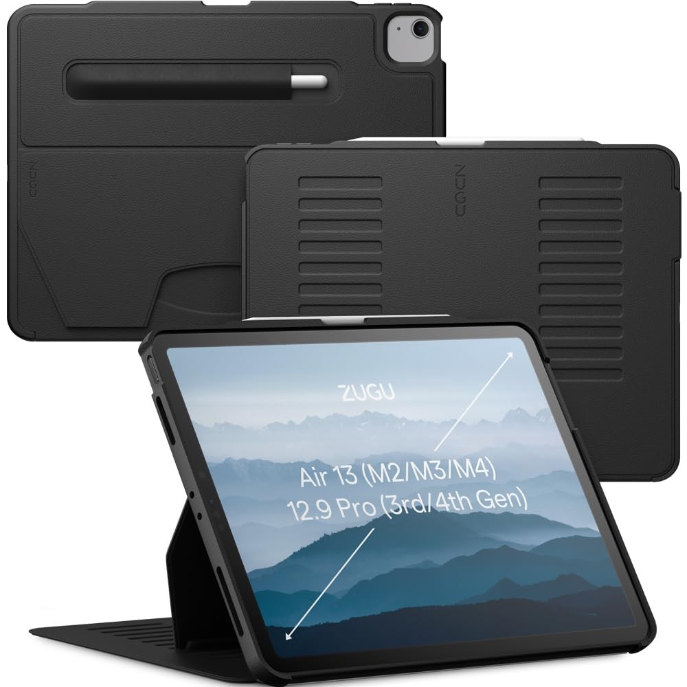 ZUGU Case for iPad Air 13 inch (M2/M3/M4) iPad Pro 12.9 Gen 3/4 [Black]