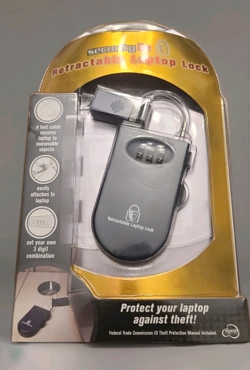 Security DR. Retractable Laptop Lock Clamshell Packaging NEW SEALED  Ships FREE 